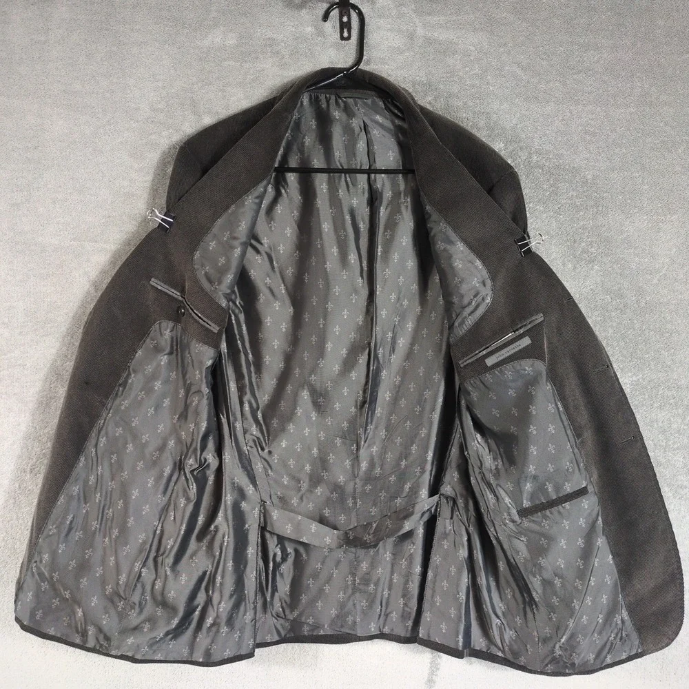 John Varvatos Mens Charcoal Grey Corduroy 3 Button Blazer Leather Trim Size‎ 40R